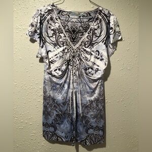 Silky short sleeve blouse. Petite XL